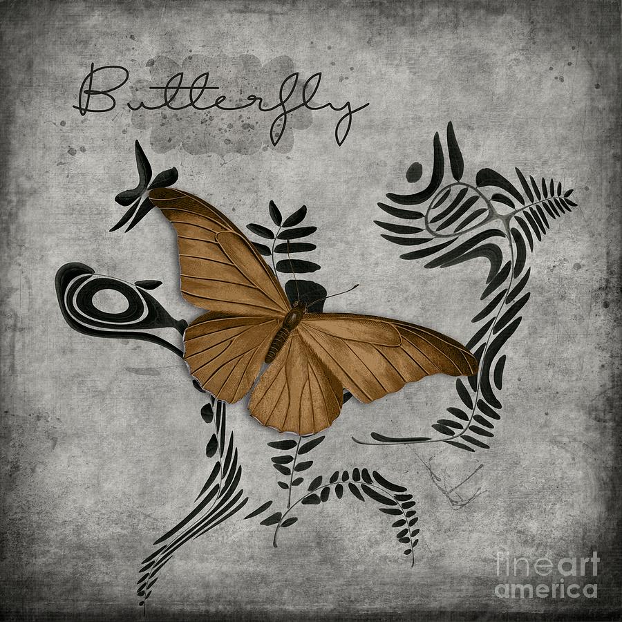 Variation sur un meme Theme - s05 Butterfly Gold Digital Art by Variance Collections