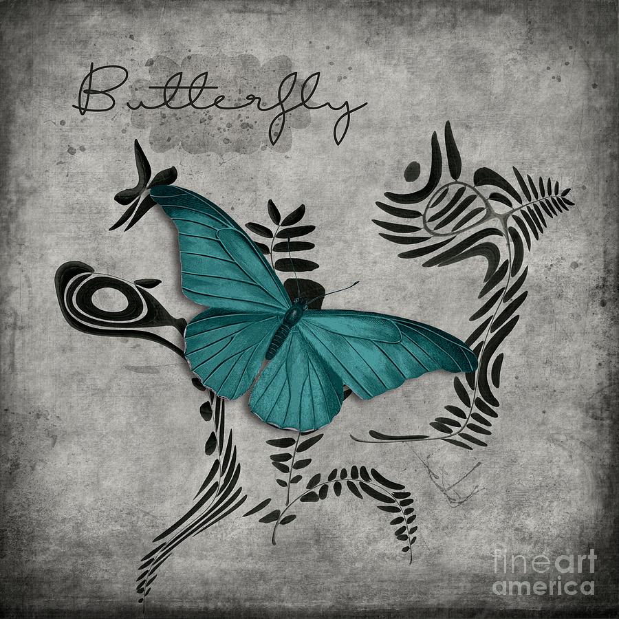 Variation sur un meme Theme - s05 Butterfly Turquoise Digital Art by Variance Collections