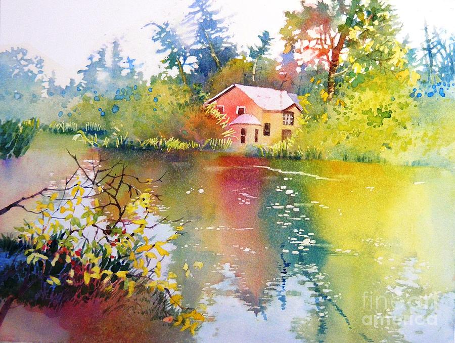 Variations of lake scene Painting by Celine  K Yong