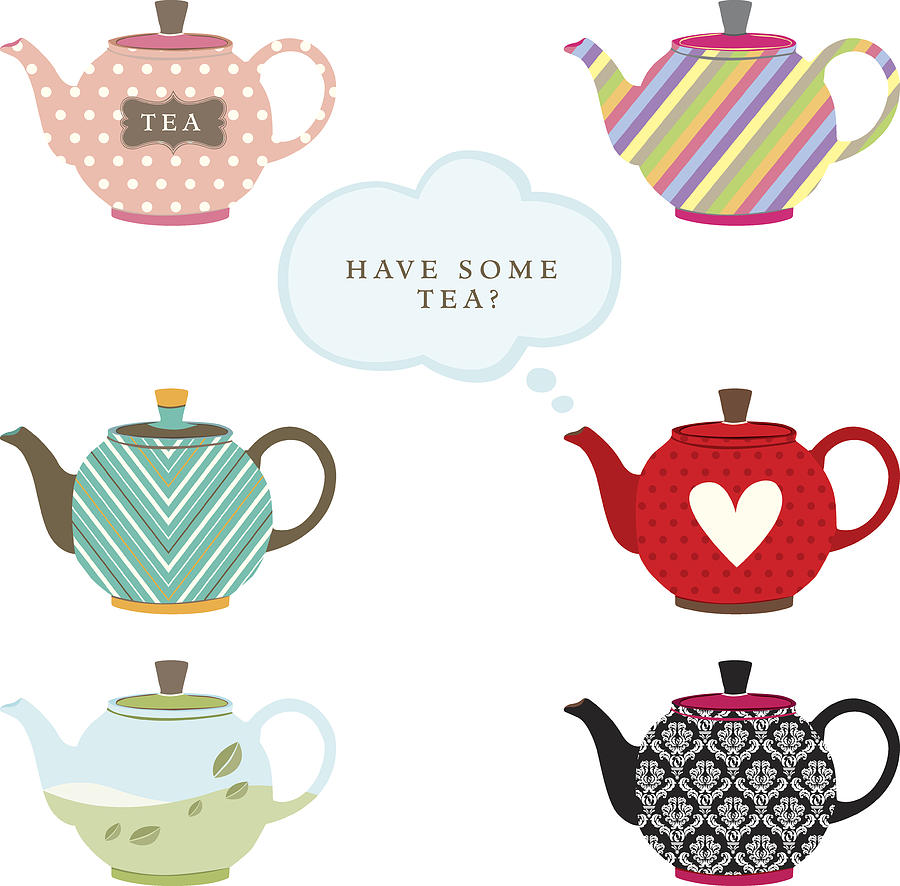 Various Colorful Graphic Teapot Drawing by Vestenskov