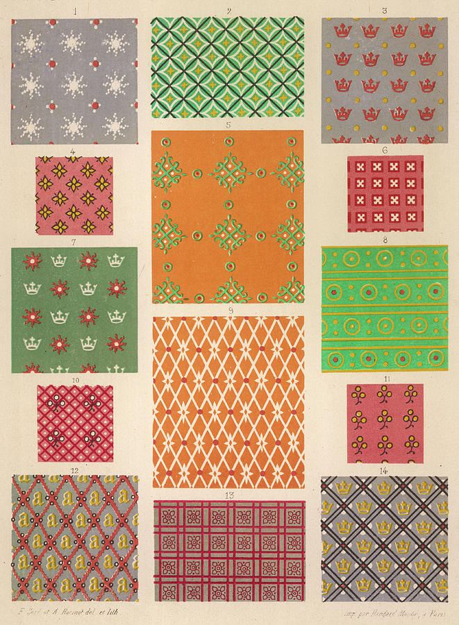 Various Examples Of Textiles Patterns Drawing by Mary Evans Picture