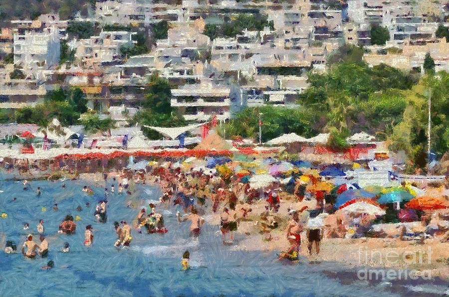 Varkiza beach Painting by George Atsametakis