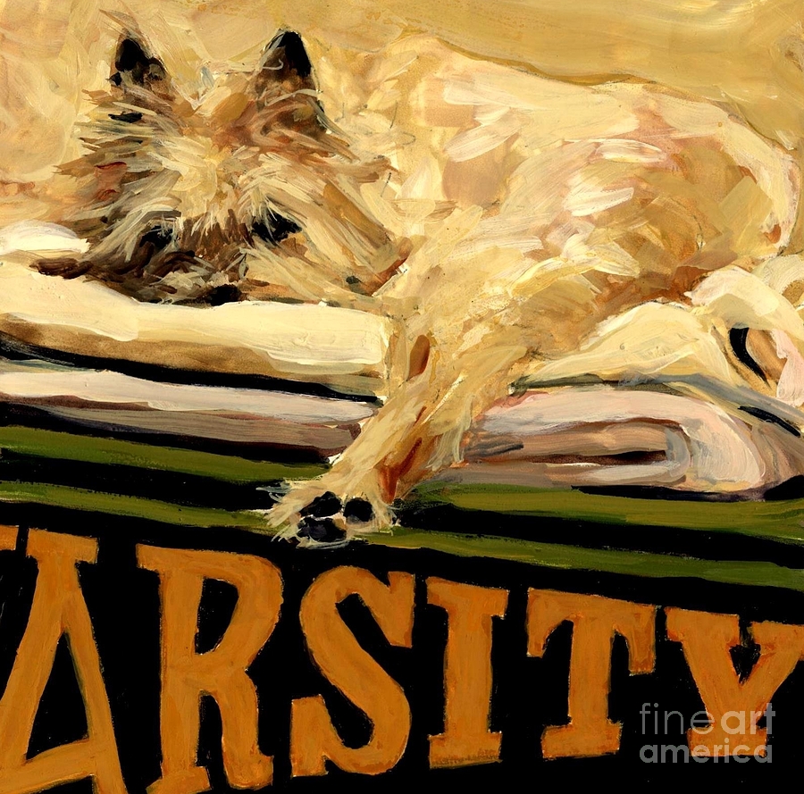 Dog Painting - Varsity Blanket by Molly Poole