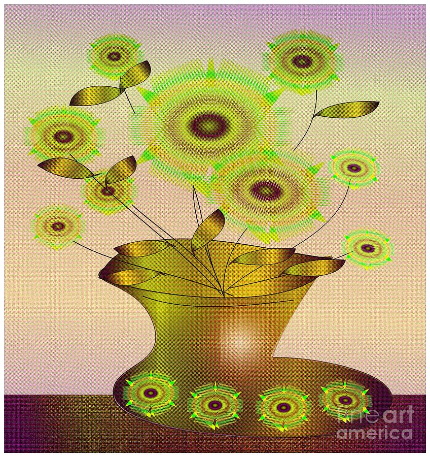 Vase and Flowers Digital Art by Iris Gelbart