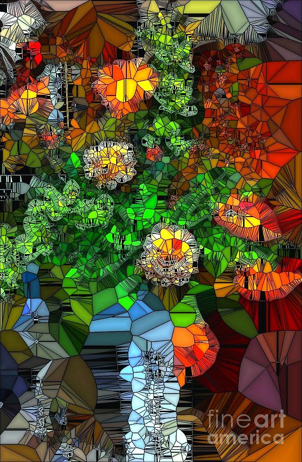 Vase Full of Flowers 1 Mosaic Photograph by Saundra Myles