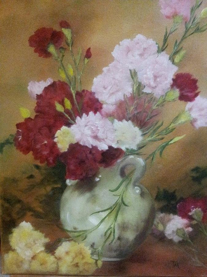 Vase of Carnations Painting by Teri Merrill