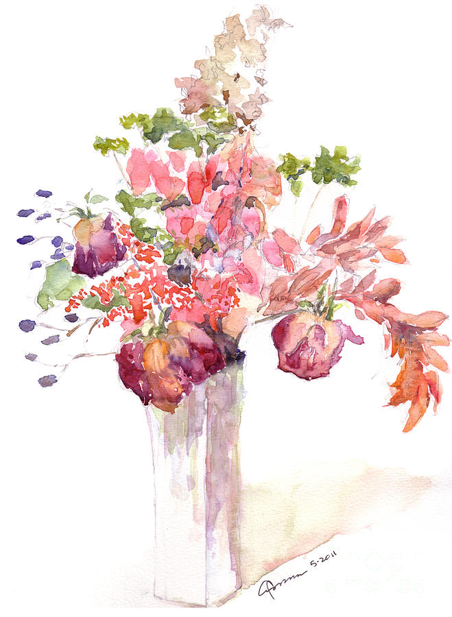 Flower Painting - Vase of Dried Flowers by Claudia Hafner