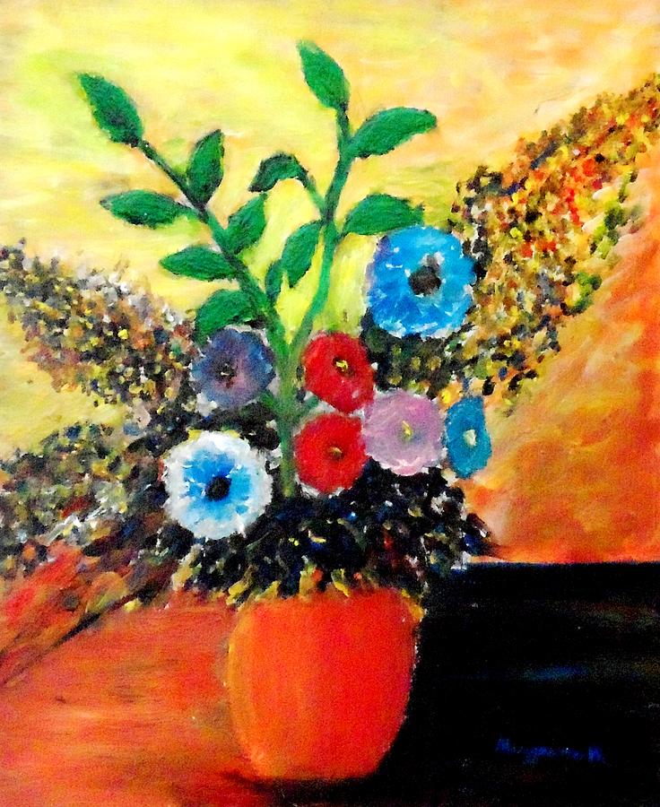 Flower Painting - Vase of flowers by Mauro Beniamino Muggianu