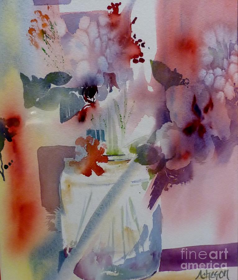 Vase of Flowers Sitting in the Window Painting by Donna Acheson-Juillet