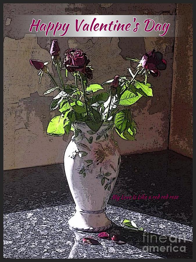 Vase of Red Roses Valentine Photograph by Joan-Violet Stretch