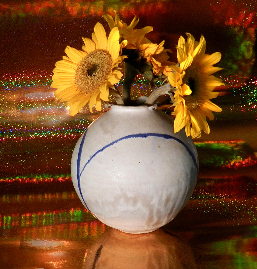 Flower Photograph - Vase of Sunflowers by Grace Dillon