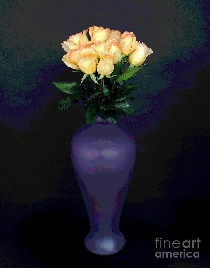 Vase Of Yellow Roses Photograph by Larry Oskin