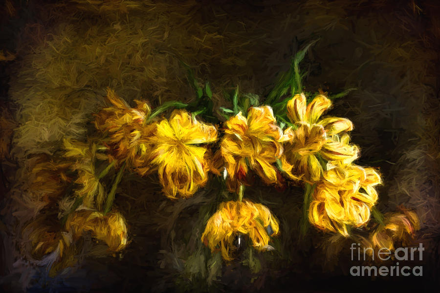 Vase of Yellow Tulips Digital Art by Ann Garrett