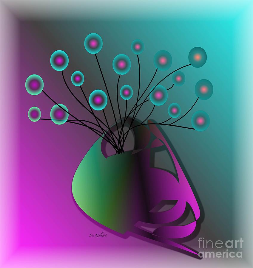 Vase twigs and berries Digital Art by Iris Gelbart