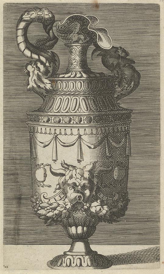 Caravaggio Drawing - Vase With A Mask, Garlands And Two Crabs by Frederick de Wit