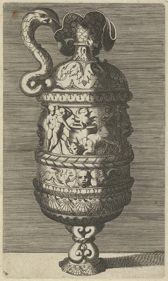 Caravaggio Drawing - Vase With A Sacrificial Scene by Frederick de Wit