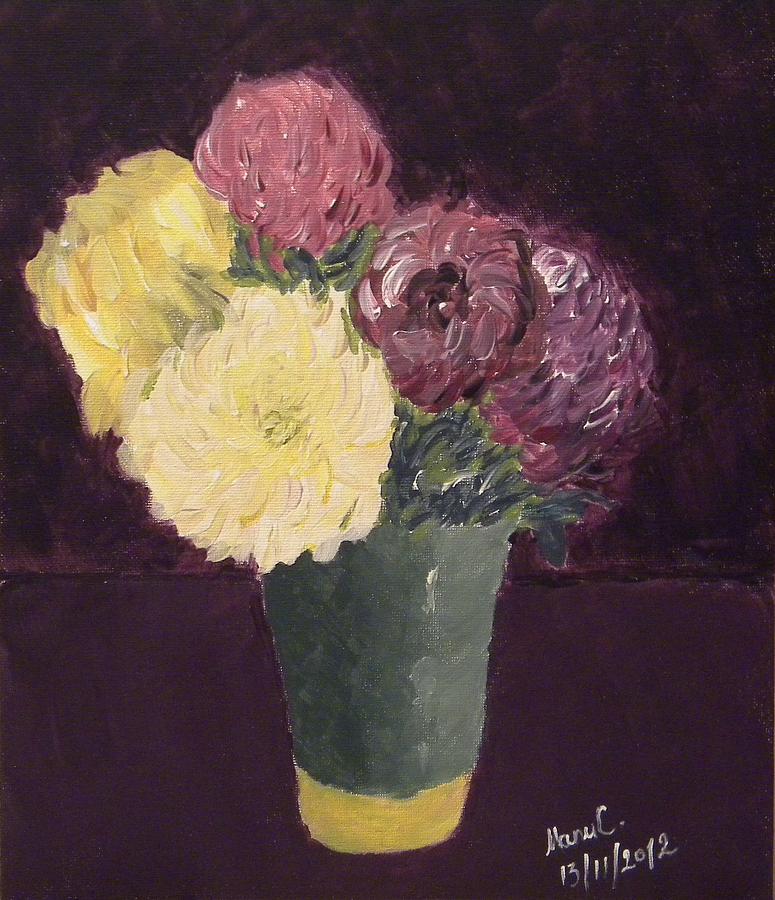 Vase with chrysanthemums Painting by Manuela Constantin