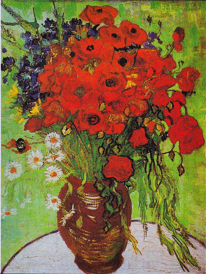 Vincent Van Gogh Painting - Vase with Daisies and Poppies by Celestial Images