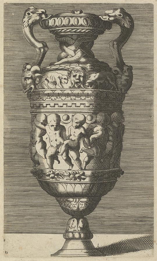 Caravaggio Drawing - Vase With Dancing Putti by Frederick de Wit