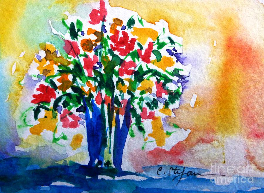 Vase with flowers Painting by Cristina Stefan