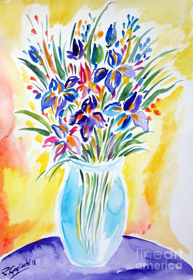 Vase with Irises Painting by Roberto Gagliardi