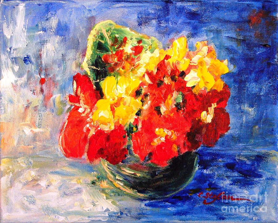 Vase with Nasturtiums Painting by Cristina Stefan