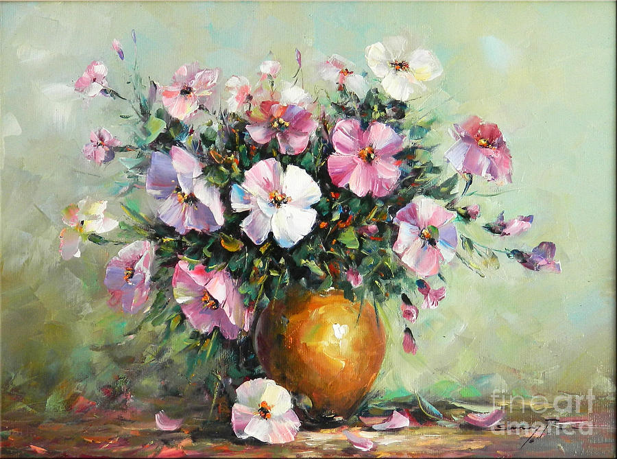 Still Life Painting - Vase with Petunias by Petrica Sincu