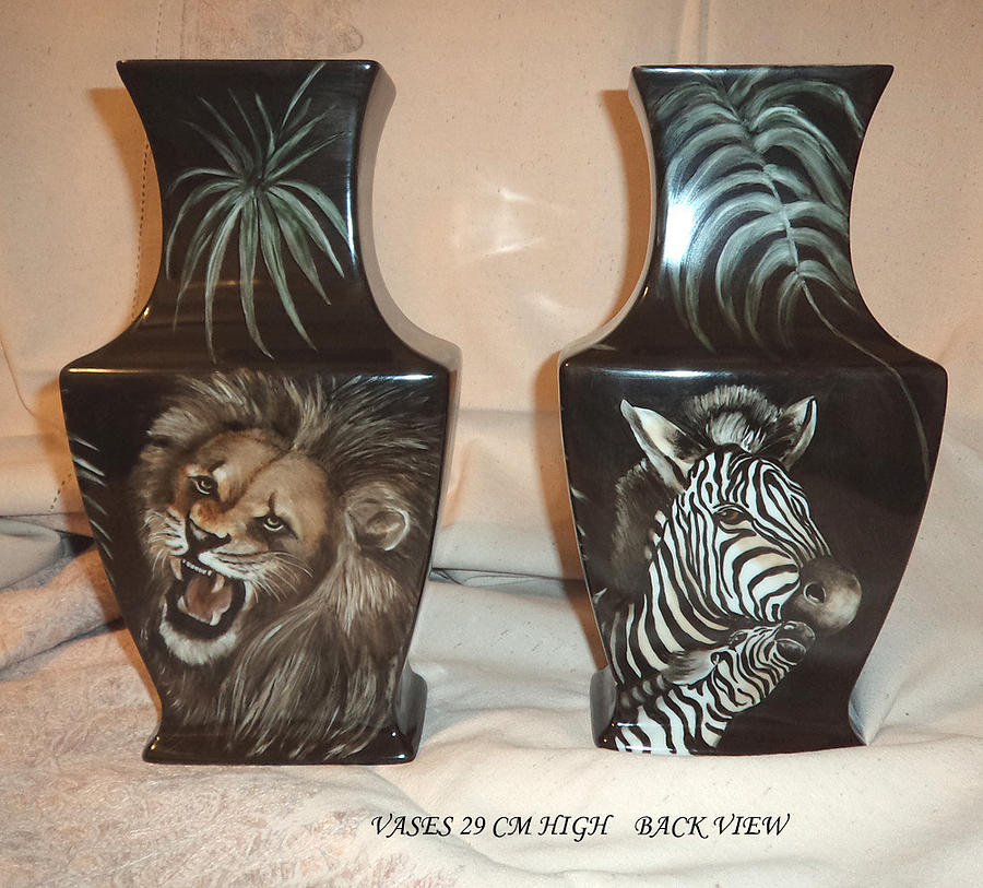 Vases with animals back side Glass Art by Patricia Rachidi
