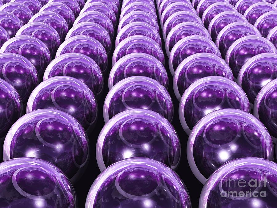 Abstract Digital Art - Vast Array of 3D Transparent Orbs - Purple Version by Shazam Images