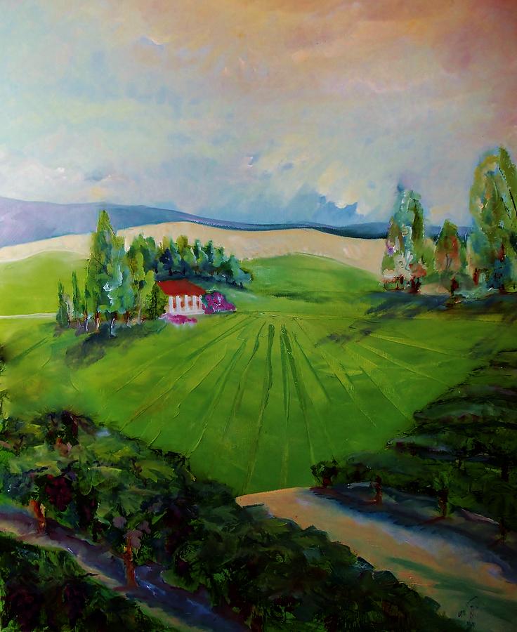 Vast Vineyard Landscape  Painting by Jan Moore