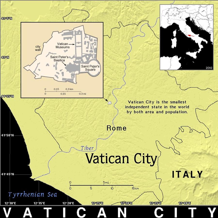Vatican City Exotic Map Mixed Media by Florene Welebny