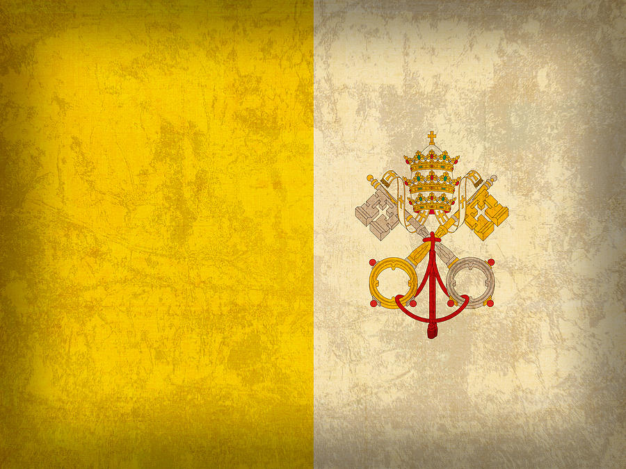 Vatican City Flag Vintage Distressed Finish Mixed Media by Design ...