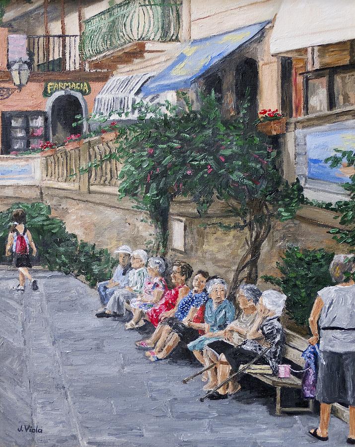 Cinque Terre Painting - Vecchie Signore by Jennifer Viola
