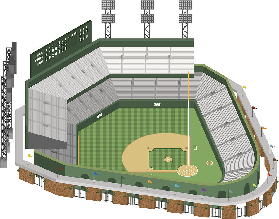 Vector Baseball Stadium Drawing by Tharrison