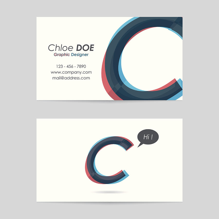 Vector Business Card Template - Letter C Drawing by Mysondanube