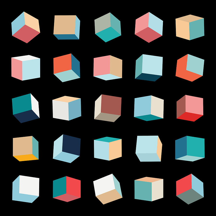 Vector color box pattern cube collection Drawing by Naqiewei