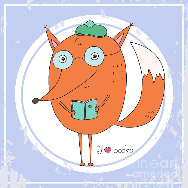 Education Digital Art - Vector Hand Drawn Fox With Book by Ronaleksandra Education Digital Art - Vector Hand Drawn Fox With Book by Ronaleksandra
