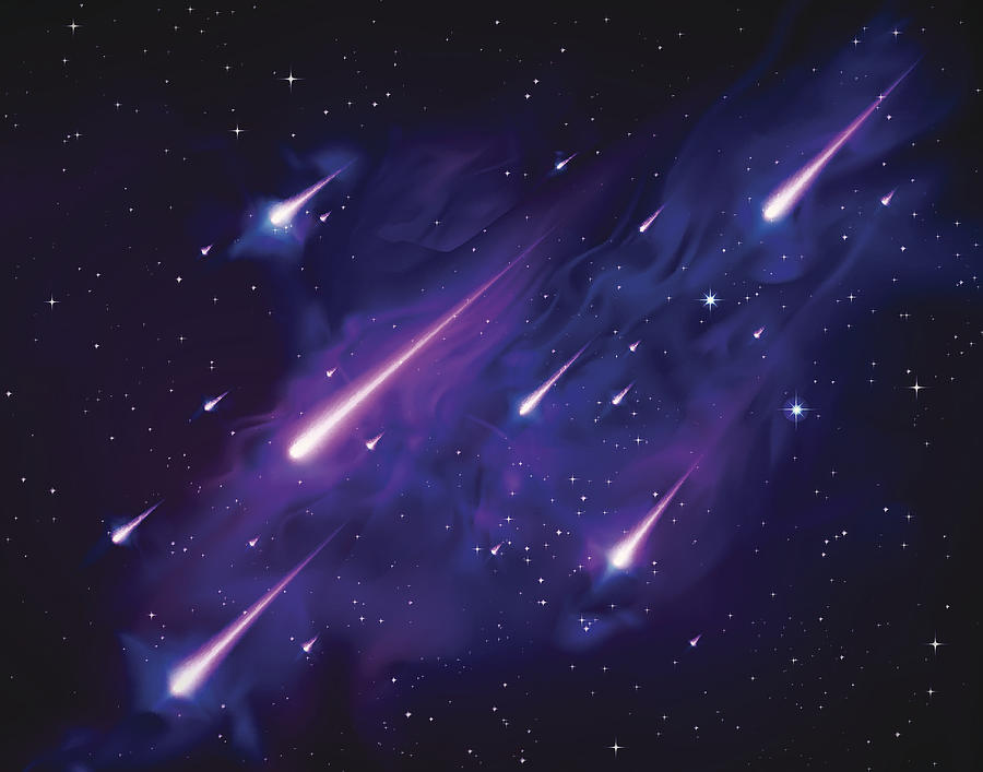 Vector Meteor Star Shower Falling Skies Drawing by 4khz