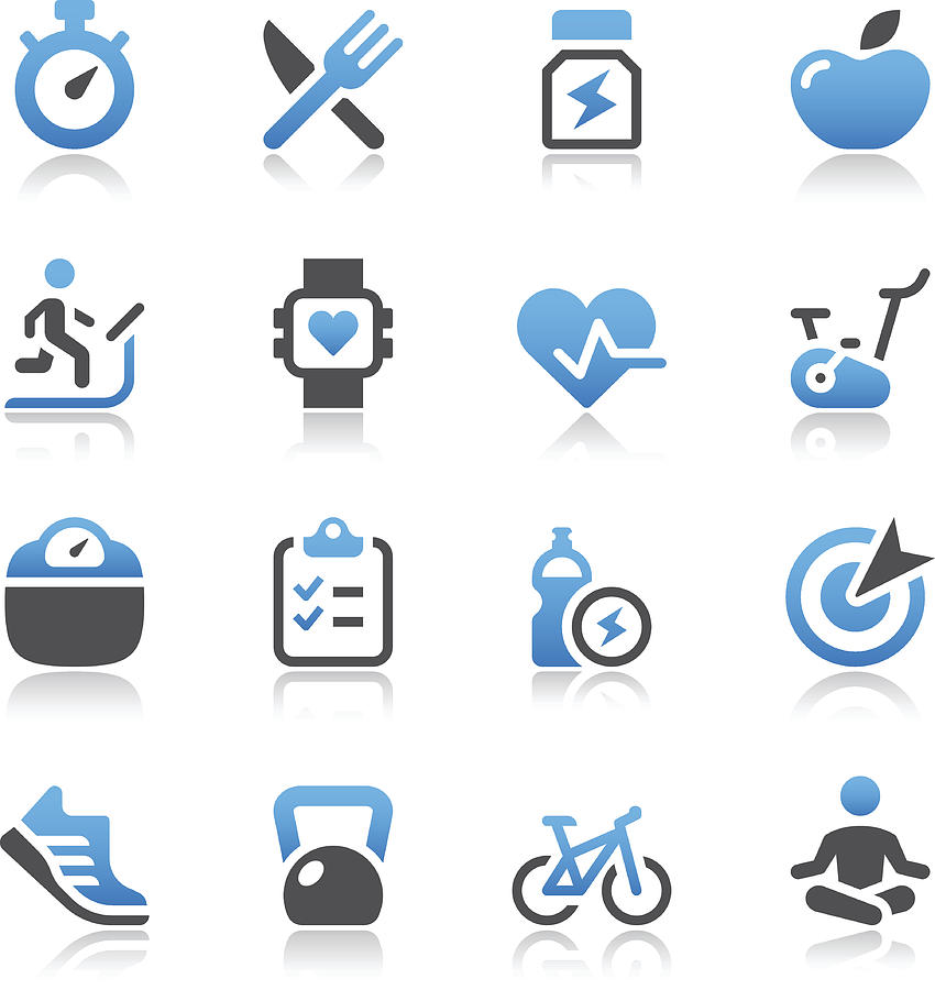 Vector of fitness and health icons Drawing by Fonikum
