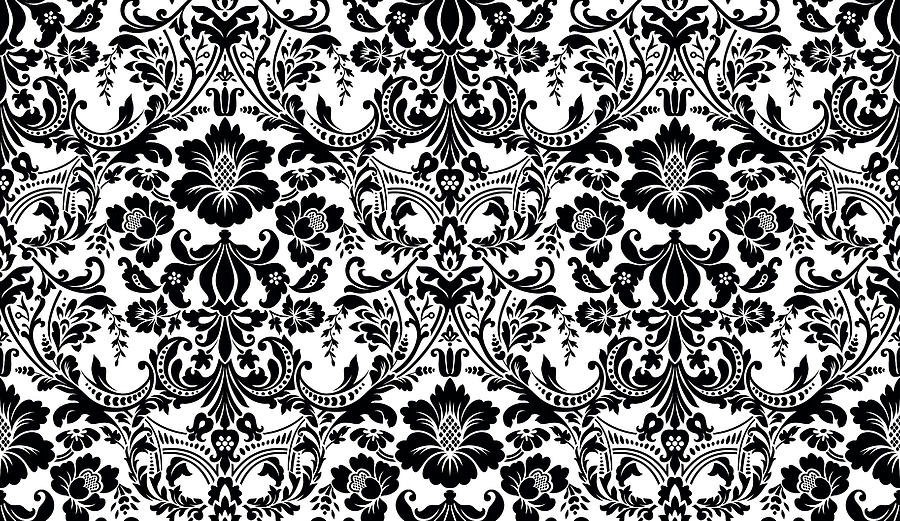 Download Gambar Wallpaper Black and White Damask Pattern terbaru 2020