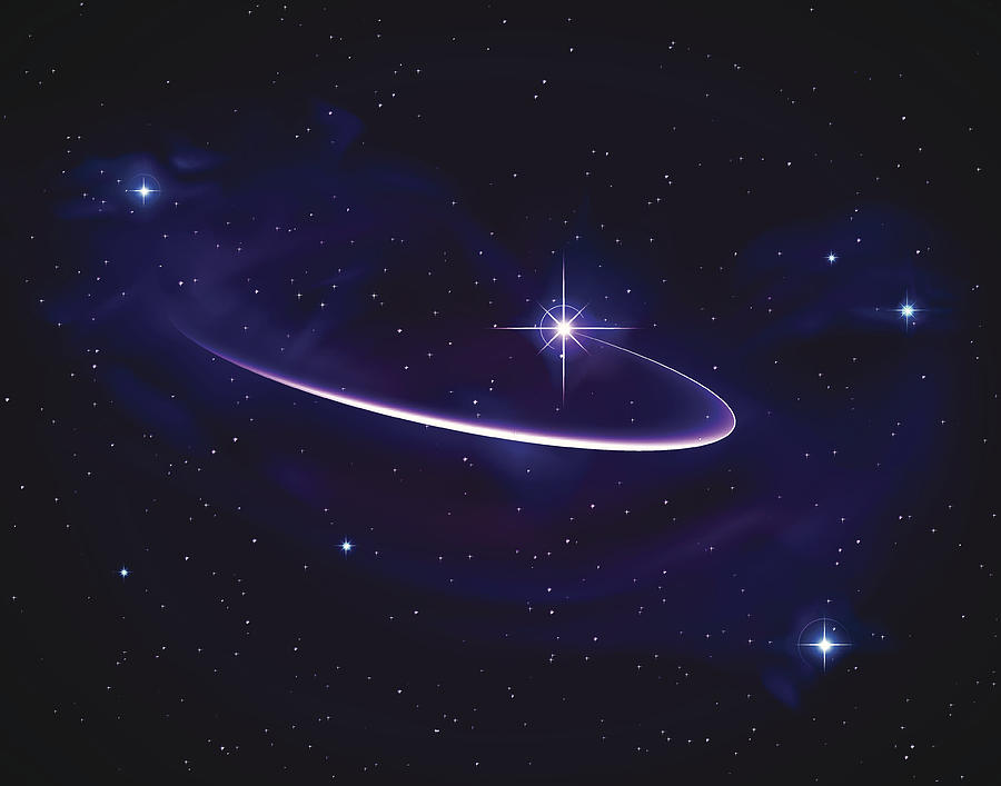 Vector Shooting Star with Elliptic Light Trail Drawing by 4khz