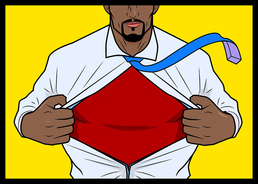Vector Superhero Revealing Costume Transformation Drawing by Yogysic