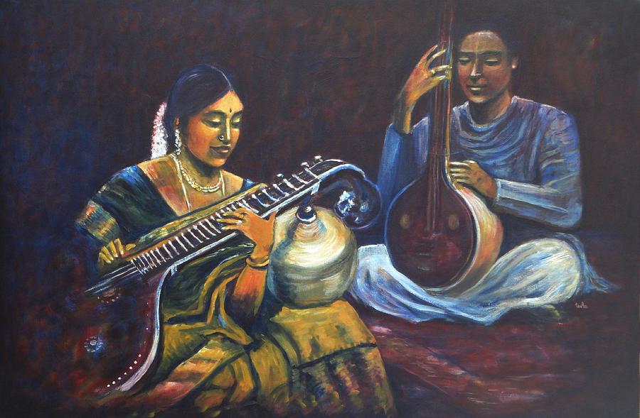 Veena Tamboora Painting by Usha Shantharam