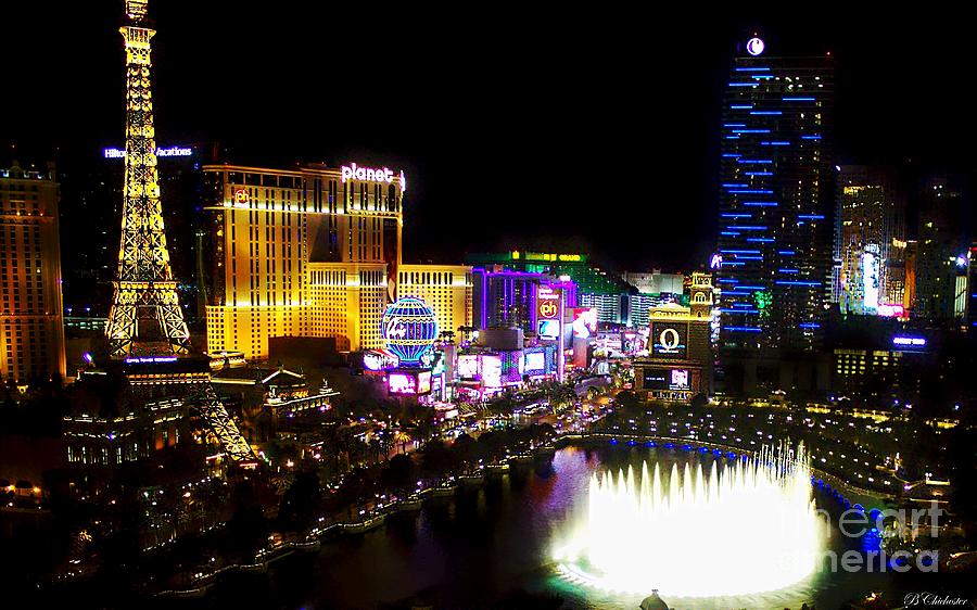 Vegas at Night Digital Art by Barbara Chichester