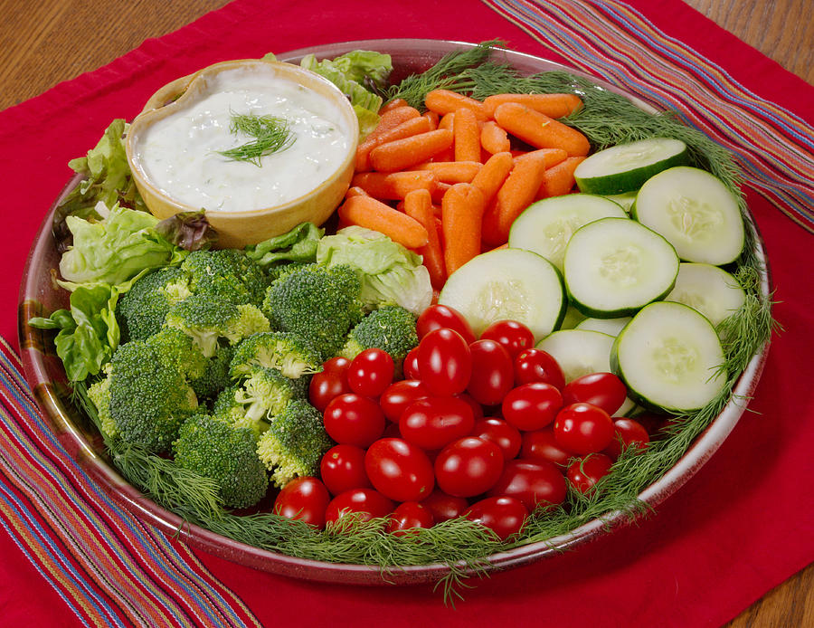 Vegetable Platter With Dip Photograph by Science Source