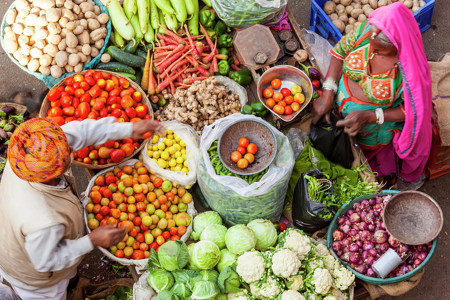 Vegetable Stall, Pushkar, Rajasthan Photograph by Peter Adams