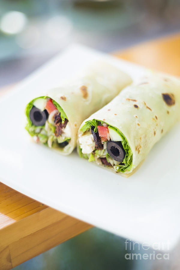 Vegetarian Feta Cheese And Salad Wrap Photograph by JM Travel Photography