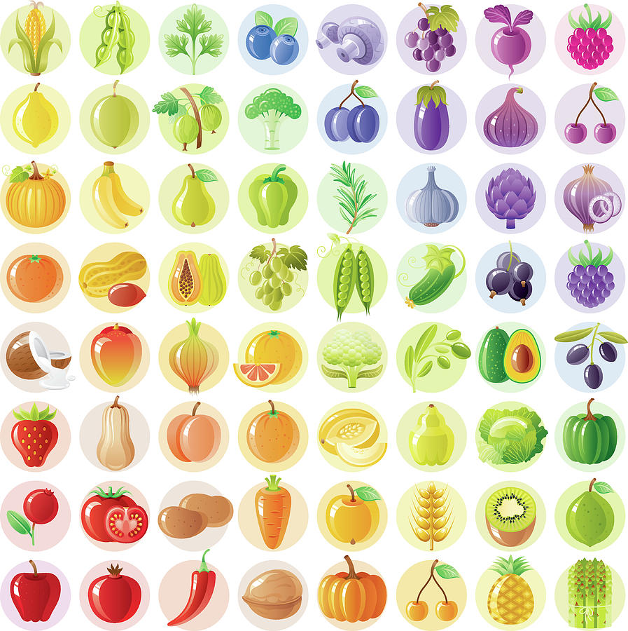 Vegetarian Rainbow Withe Fruits Digital Art by O-che
