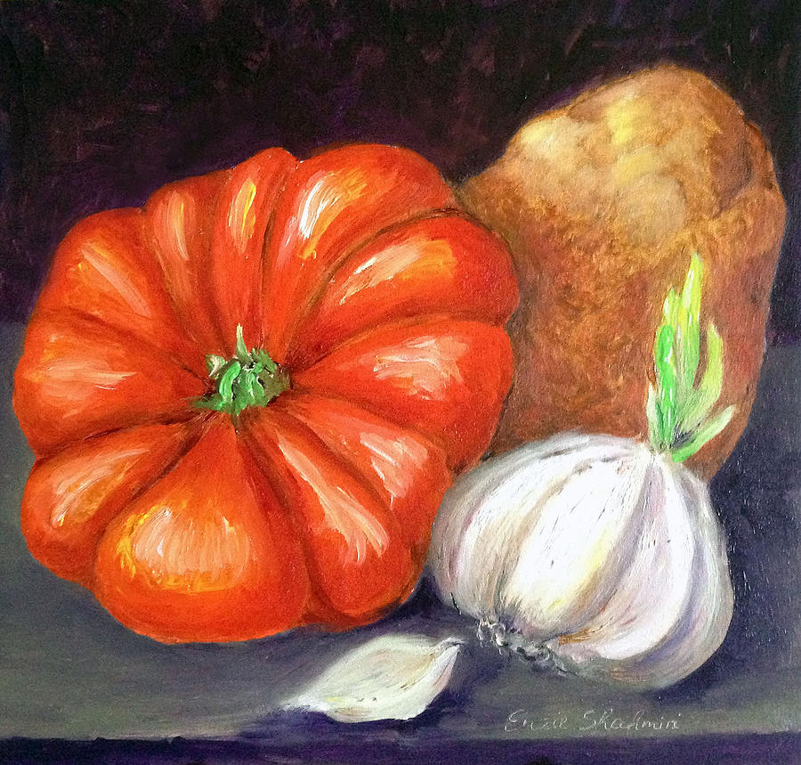 Veggie Trio Painting by Portraits By NC