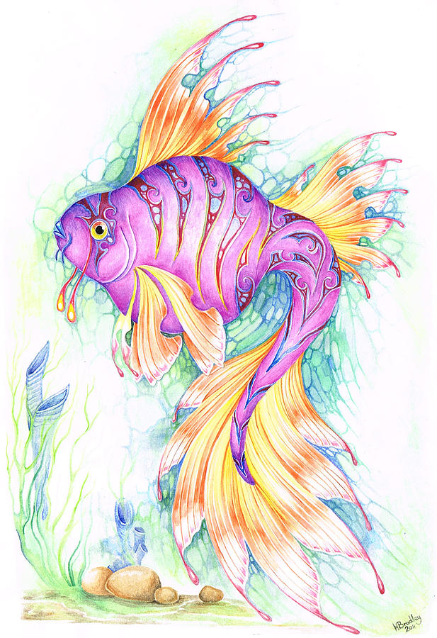 Fish Painting - Veiltail Fairy Fish by Heather Bradley